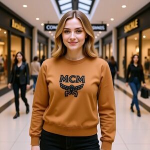 MCM Women's Camel Brown Logo Sweatshirt